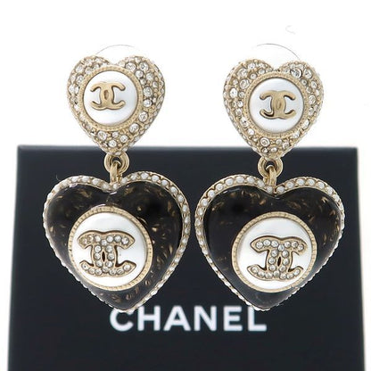 Chanel Earrings Ab9394 Heart B22 B Coco Mark Fake Pearl Rhinestone With Box
