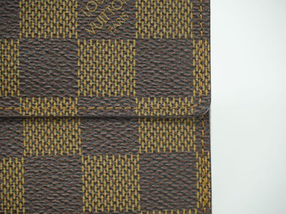 Authentic Louis Vuitton LV Portefeuille Elise Damier Ebène Fold Wallet Brown