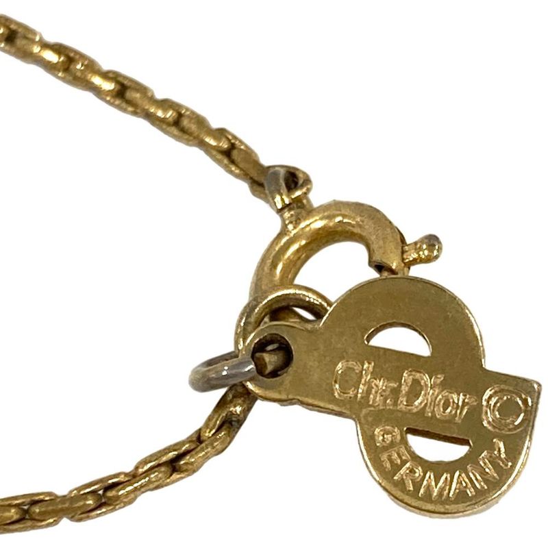 Christian DIOR Heart Top Necklace Metal Gold Women