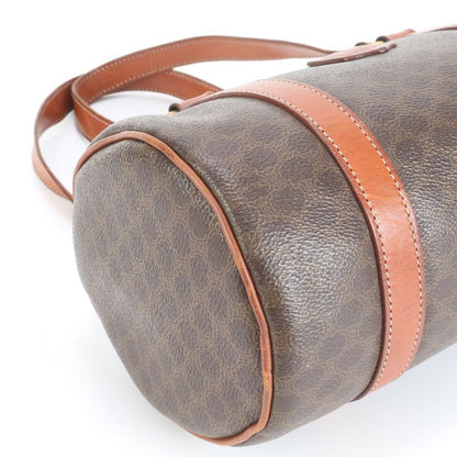 Vintage Celine Macadam Triomphe Leather Handbag Mini Boston Brown Tote Women's