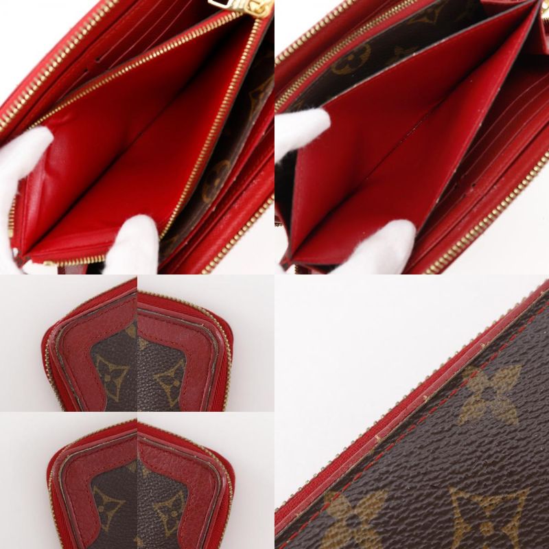 Louis Vuitton Zippy Wallet Retiro M61854 Monogram Canvas Threes Brown/red