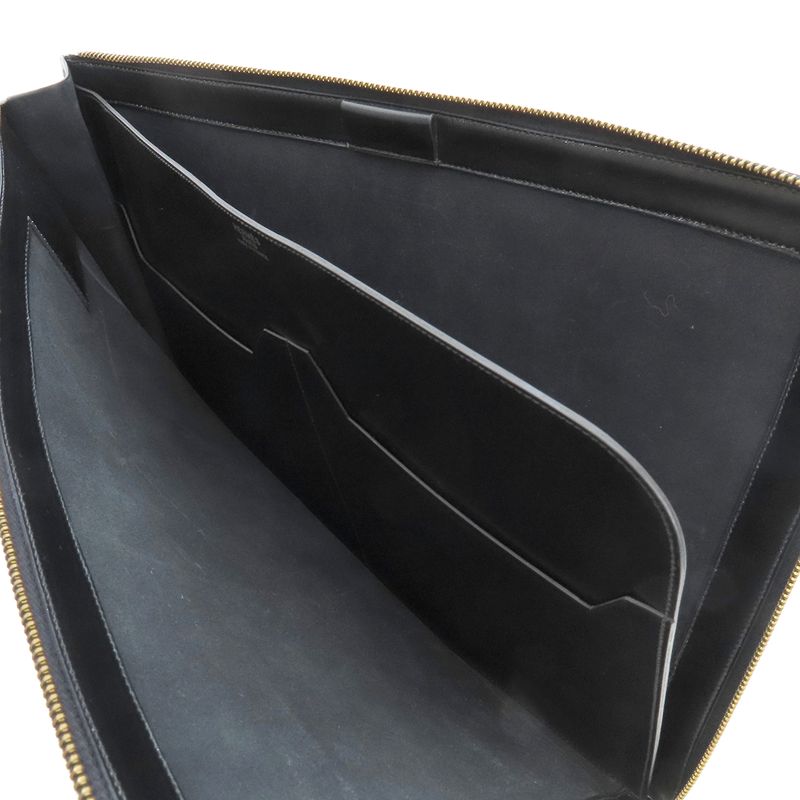 Hermes Clutch Bag Document Case Box Calf Black Gold Hardware Black Document
