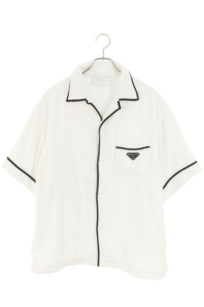 Prada Sc559 Logo Plate Cotton Terry Bow Ring Short Sleeve Shirt Men's L