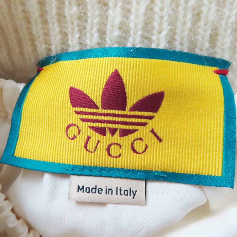 Gucci×adidas Gucci×adidas 721504 Trefoil Mohair Three Stripe Knit Pants White