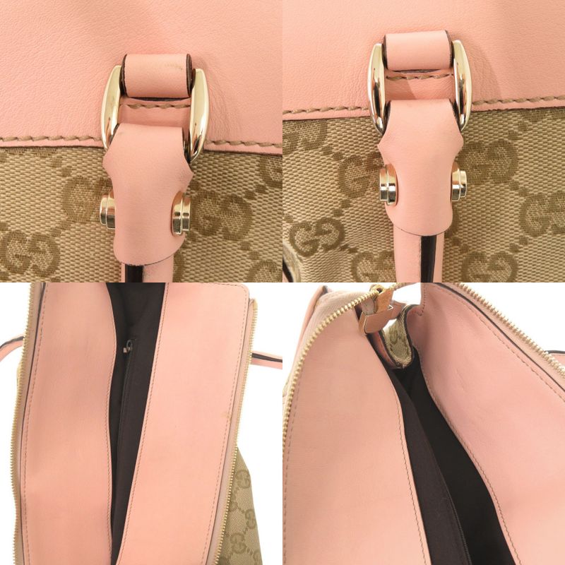 Gucci Abby GG Canvas Leather 189831 Beige Pink Handbag Tote Bag 0974 Gucci