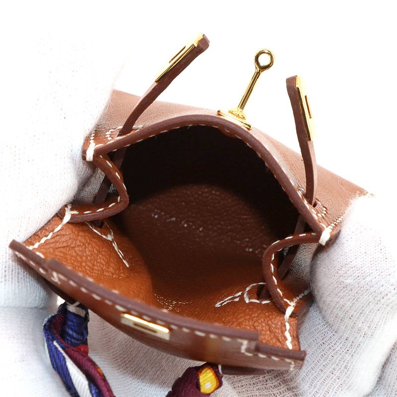 Exhibit Hermes Kelly Twilly Mini Bag Charm Tadelakt Fauve W Engraved Kelly