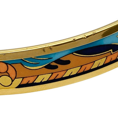 Hermes Emile PM Bangle Cuff Enamel Multicolor Gold Hardware Women