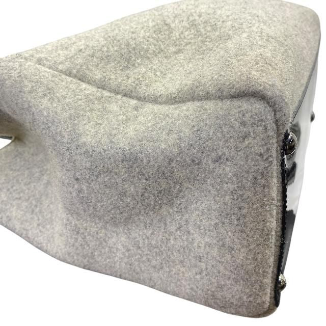 Fendi Toujours Handbag Tote Handbag Shoulder Wool Grey With Pouch