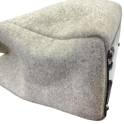 Fendi Toujours Handbag Tote Handbag Shoulder Wool Grey With Pouch