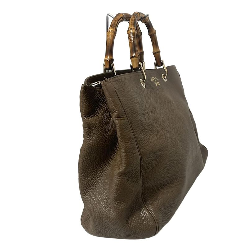 Gucci Bamboo Shopper Tote Bag 323658 Dark Brown Leather