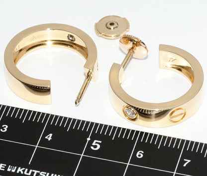 Cartier Earrings 18K Yellow Gold Diamond 2P (015ct) Love Earrings Hoop Earrings