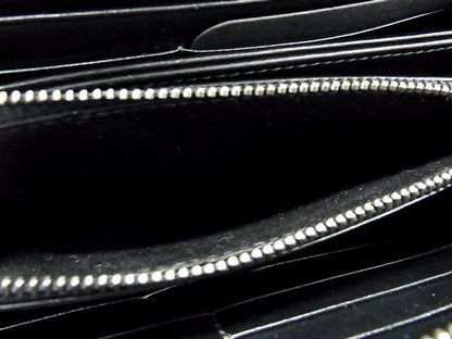 Bvlgari Leather Round Zipper Long Wallet Men Ladies Black Ax3764