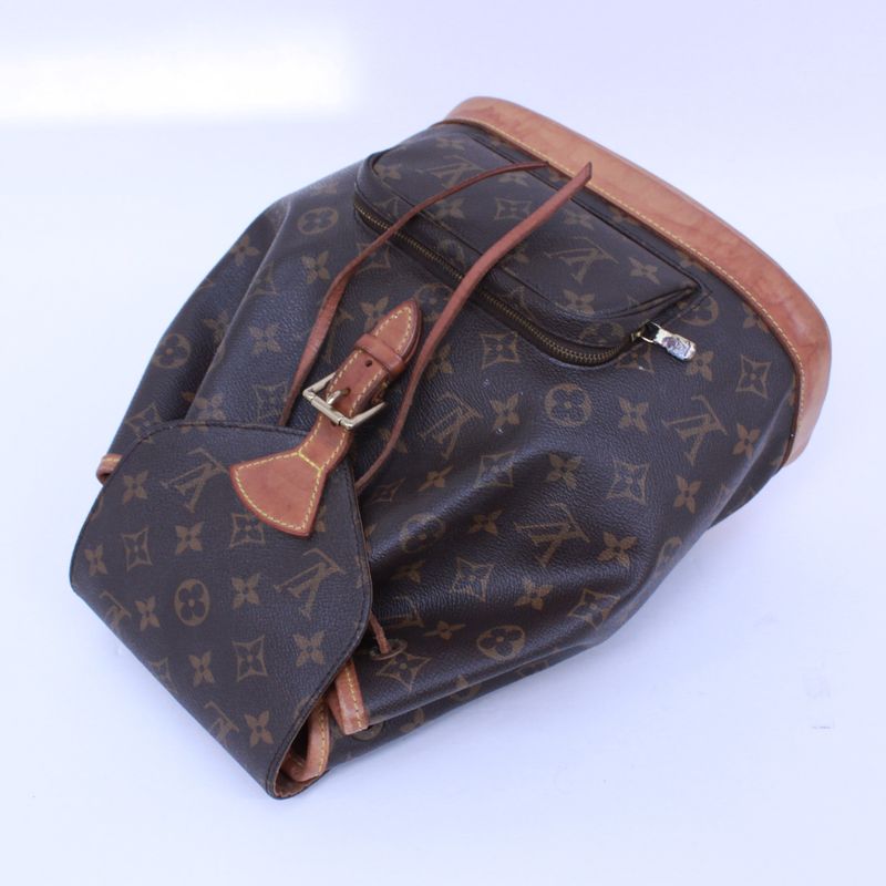 Louis Vuitton Montsourismm Monogram Leather X PVC Brown Backpack Gold M51136