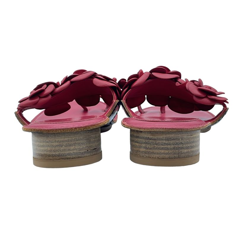 Chanel Camellia Design Sandals Red 37