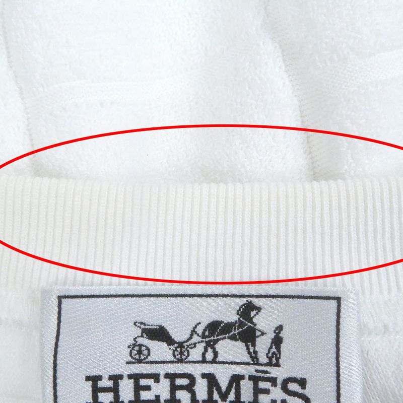 Hermes 19SS 100% Cotton Square Pattern Pile Long Sleeve Long Sleeve T-shirt