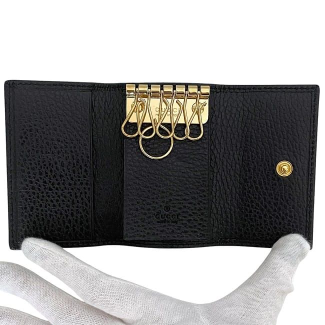 Gucci 6ring Key Case Black Marmont 456118 Excellent Condition Leather