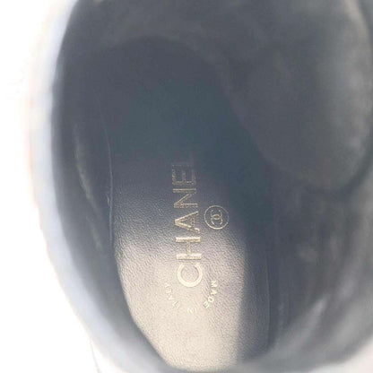 Chanel 21a Cocomer Cles Lace-Up Boots with Pearls G35154 X56195 Black 38