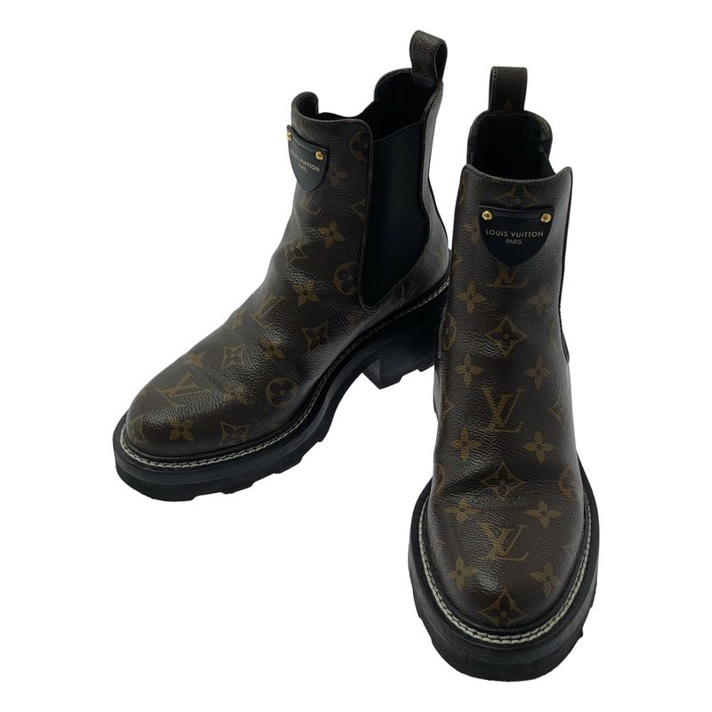 Louis Vuitton LV Monogram Bobol Line Ankle Boots - 37 1 2 - Brown - Women's