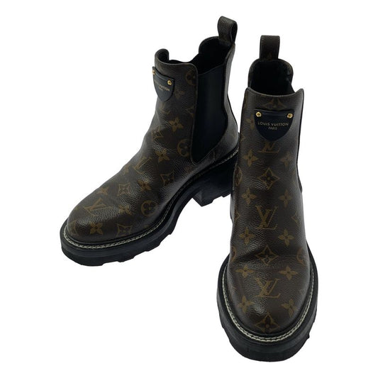 Louis Vuitton LV Monogram Bobol Line Ankle Boots - 37 1 2 - Brown - Women's