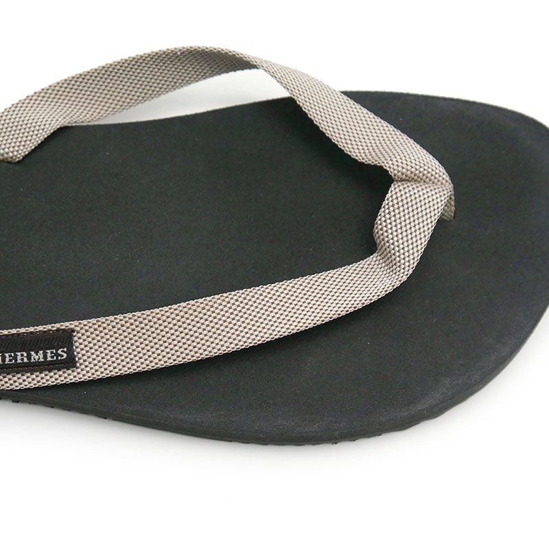 Hermes Flip Flops Isorella Black And Gray Approx H26cm (10.24in) X W10cm