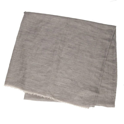 Chanel Coco Mark Embroidery Jacquard Camelia Cashmere Large Shawl Women's