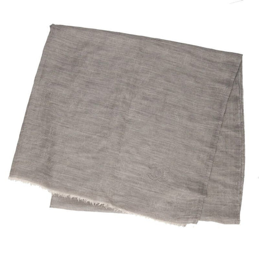 Chanel Coco Mark Embroidery Jacquard Camelia Cashmere Large Shawl Women's