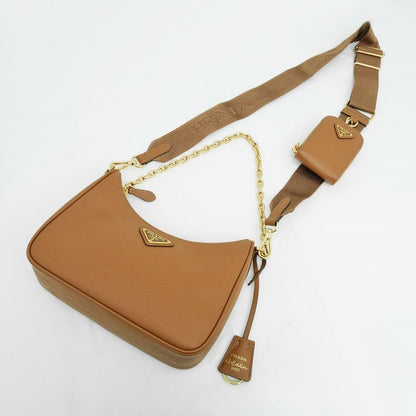 Prada Re-edition Saffiano Leather Shoulder Bag Hand 1bh204 Camel Ladies