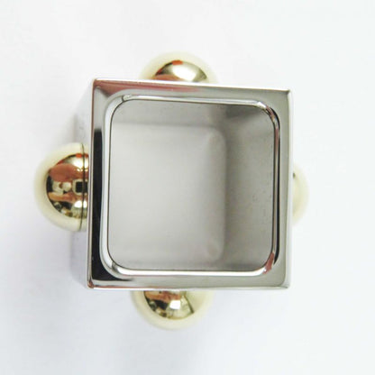 Hermes Metal GP Cube Scarf Ring Gold Silver With Box And Storage Bag Made In