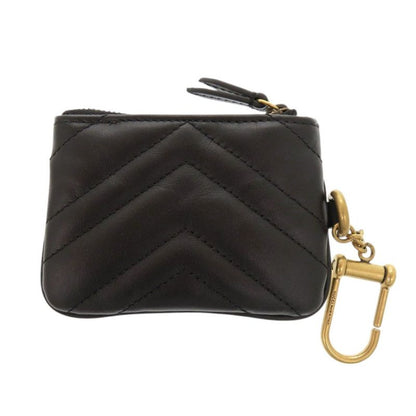 Gucci GG Marmont 698787 Leather Black Off White Coin Case Black White 1462 Gucci