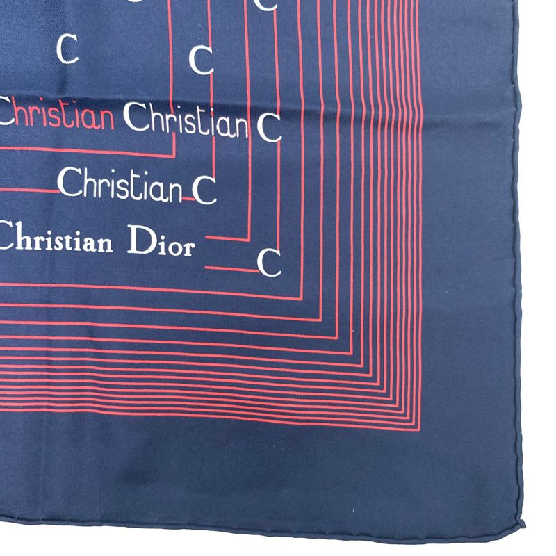 Christian DIOR Silk Scarf Navy And Red