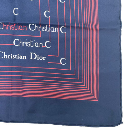 Christian DIOR Silk Scarf Navy And Red