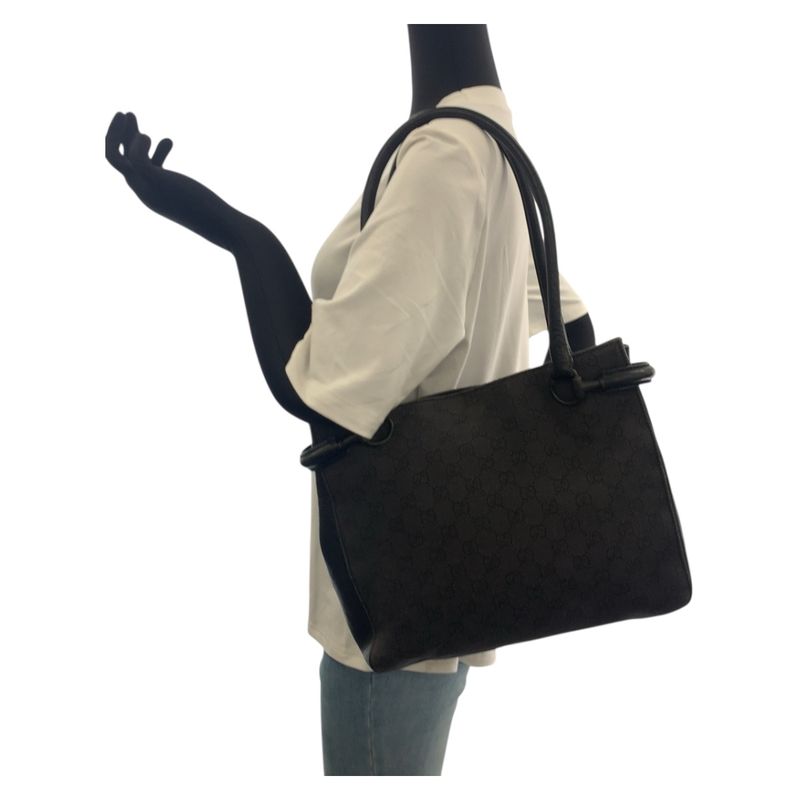 Gucci Black Hardware GG Canvas 101971 Tote Bag Shoulder Bag Women 505312