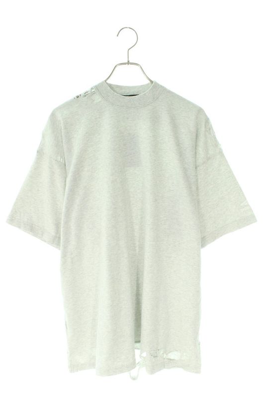 Balenciaga 22SS 704056 Tmva5 Destroyed Repair Process Oversized T-shirt Men 1
