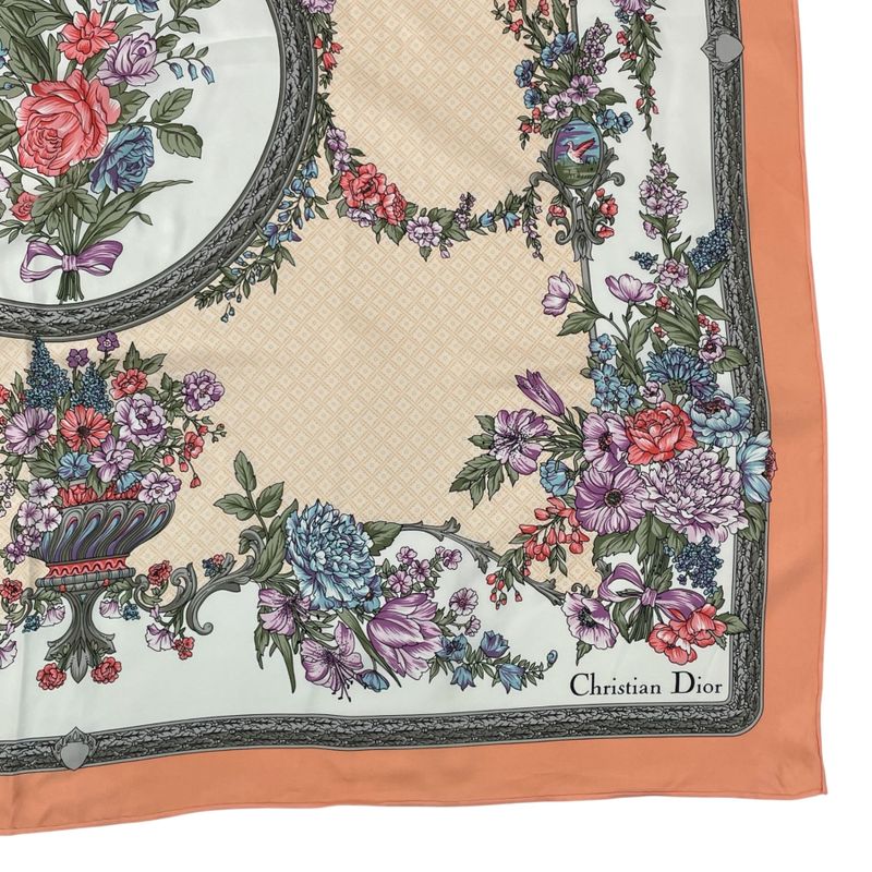 Christian DIOR Scarf Silk Floral Pattern With Box