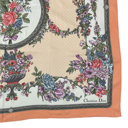 Christian DIOR Scarf Silk Floral Pattern With Box