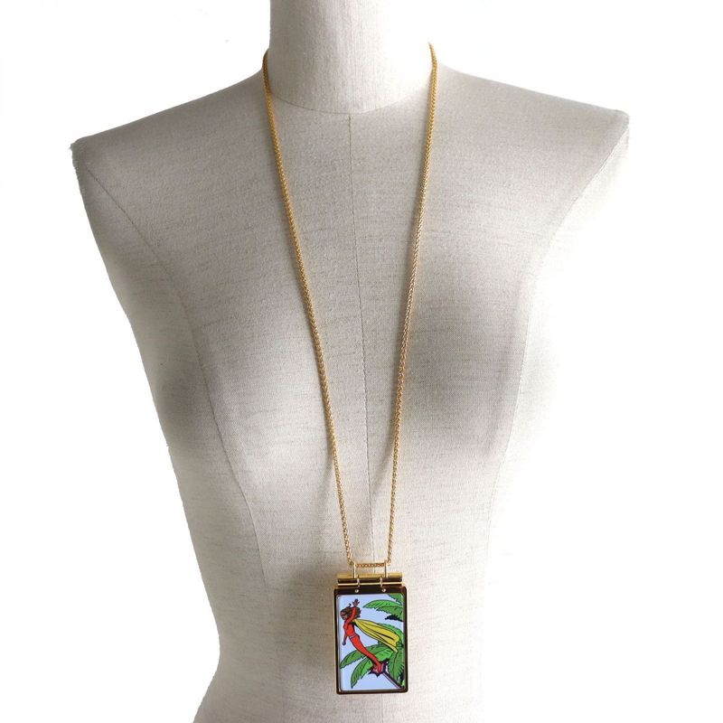 Hermes On The Beach Pendant /necklace With Mirror Gold And Multicolor Made In