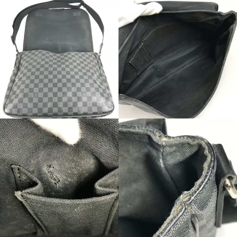 Louis Vuitton Shoulder Bag Lenzo N51213 Damier Graphite Canvas Black