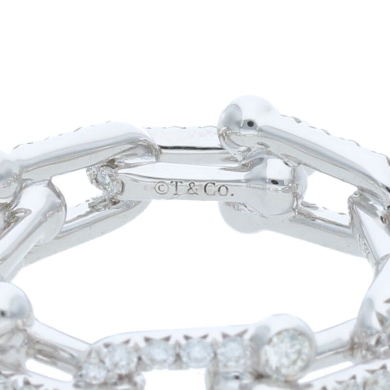 Tiffany & Co Hardwear Hardware Small Link 18K White Gold Pave Diamond Ring