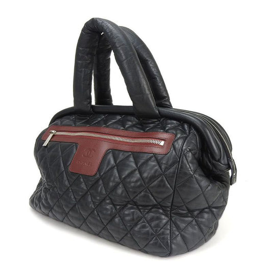 Chanel Tote Bag Boston Coco Cocoon 13th Black Bordeaux Leather Quilted Usual