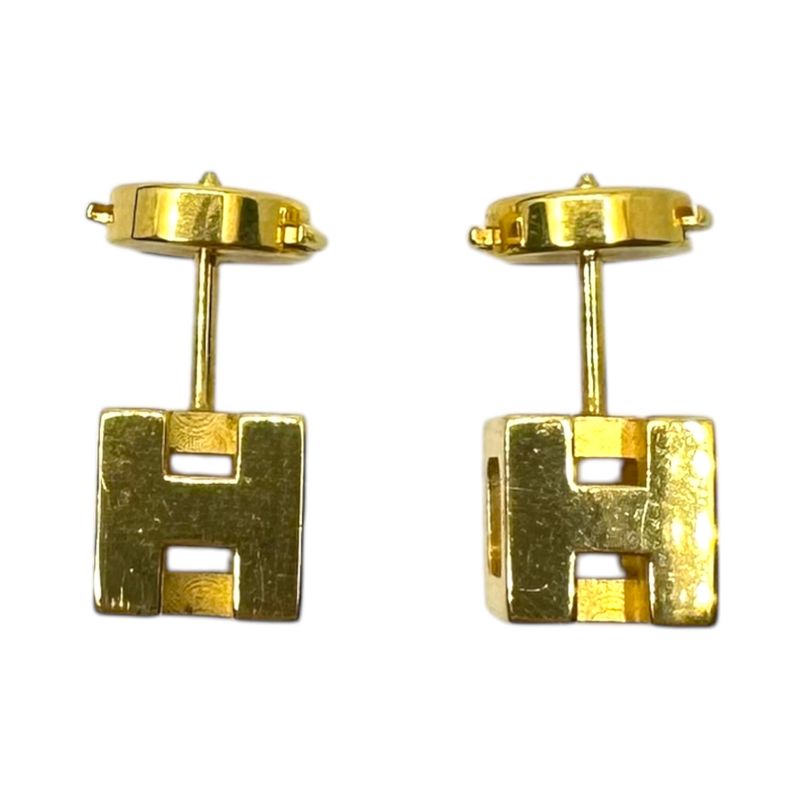 Hermes H Cube Caged Ash Earrings H Cube Caged Ash Earrings Binaural Gold with