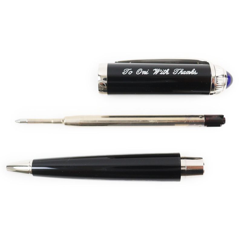 Cartier Roadster Twist Ballpoint Pen With Blue Gemstone Black Silver With Box