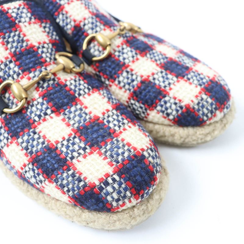 Gucci Horsebit Tweed Boa Espadrille Shoes Multicolor 38.5 Storage With Bag Made