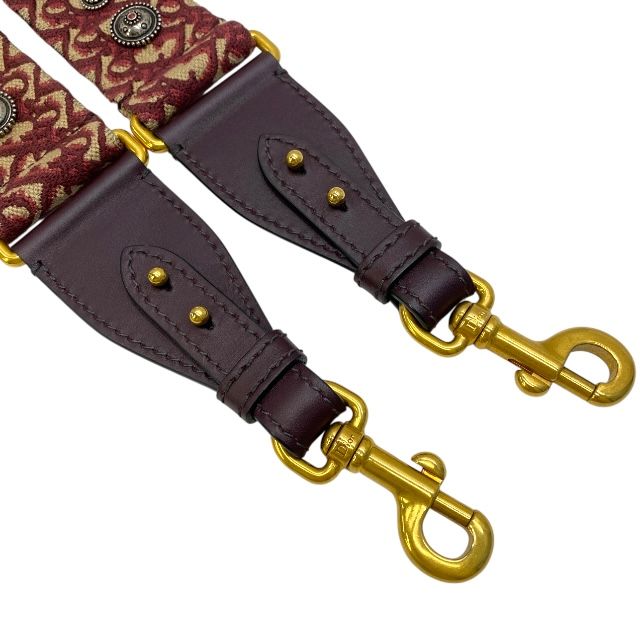 Dior S8520ctzq Medallion Oblique Shoulder Strap Bag Strap Canvas Bordeaux Beige