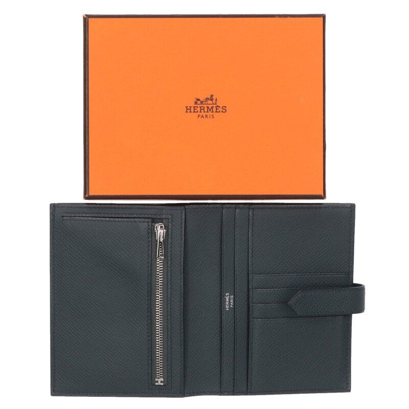 Hermes Bearn Compact W Engraved Svhardware Wallet Men's