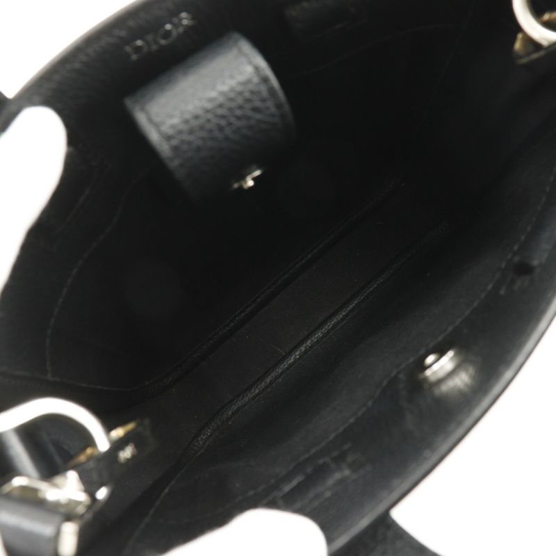 [dior] Christian Dior Saddle Mini Tote 2WAY Shoulder Bag Calf Black Ladies