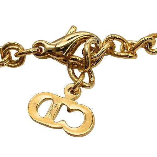 Christian DIOR Necklace Plated Metal Plated Metal CD Logo Stone Gold