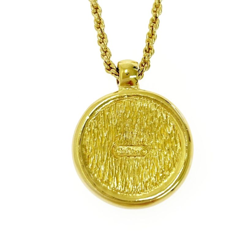 Dior GP Rhinestone Emblem Round Necklace Gold 477635 Necklace