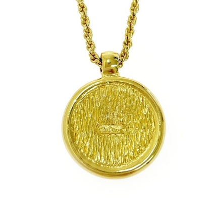 Dior GP Rhinestone Emblem Round Necklace Gold 477635 Necklace
