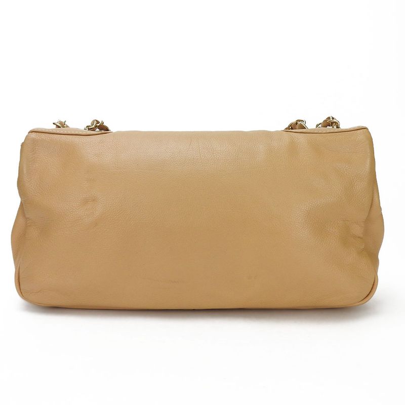 Chanel Shoulder Bag Chain Shoulder Coco Mark Leather Beige Studded Shoulder