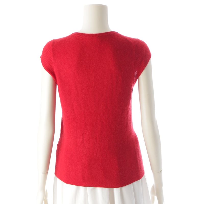 Chanel 06A Cashmere Double Zip Up Vest Sleeveless Top P29666 Red 38